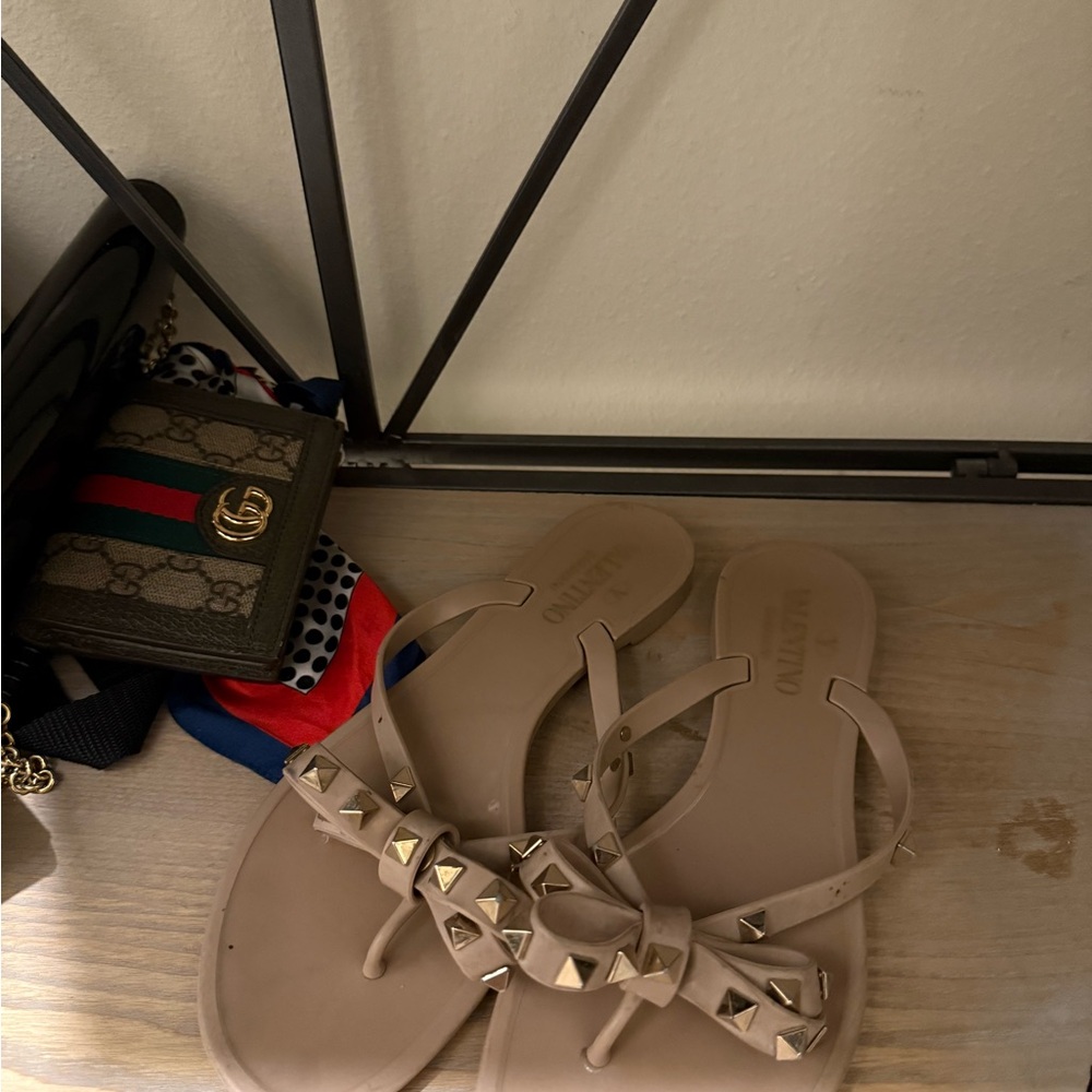 Valentino Taupe Studded Sandals